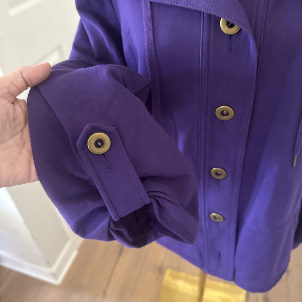 Ruby Rd Sz M Purple French Terry Button Jacket Top Casual Resort Comfy Stretchy - Picture 3 of 8